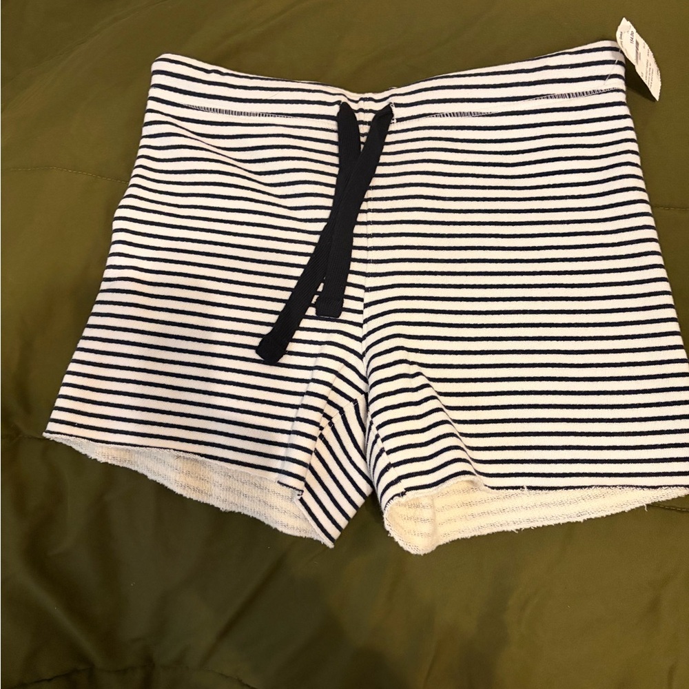 Frank & Eileen Pearl French Navy Striped fleece Shorts XS NWT